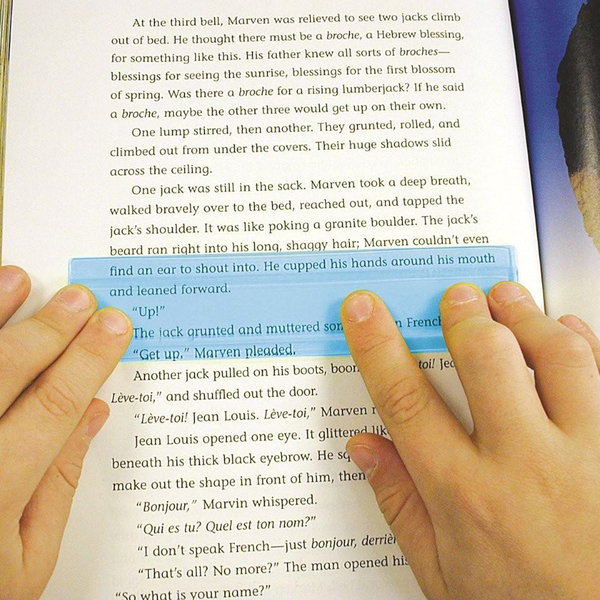 Eye Lighter Guided Reading Strip Blue ELT-B On Book Page View
